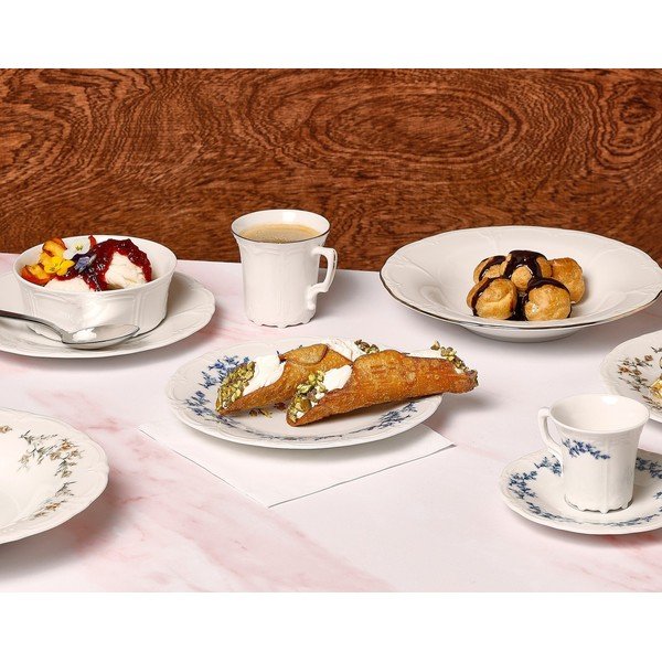 Biała/niebieska porcelanowa miska 410 ml Retro – BonBistro-image-1