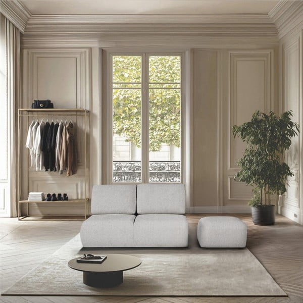 Jasnoszary podnóżek z materiału bouclé Mirel – Rodier-image-1