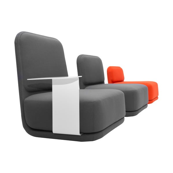 Pomarańczowy fotel z białym metalowym stolikiem Softline Standby Low + Side Table-image-3