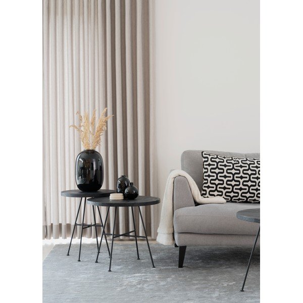 Zestaw 2 czarnych stolików z blatami z drewna sosnowego Rowico Grafton-image-1