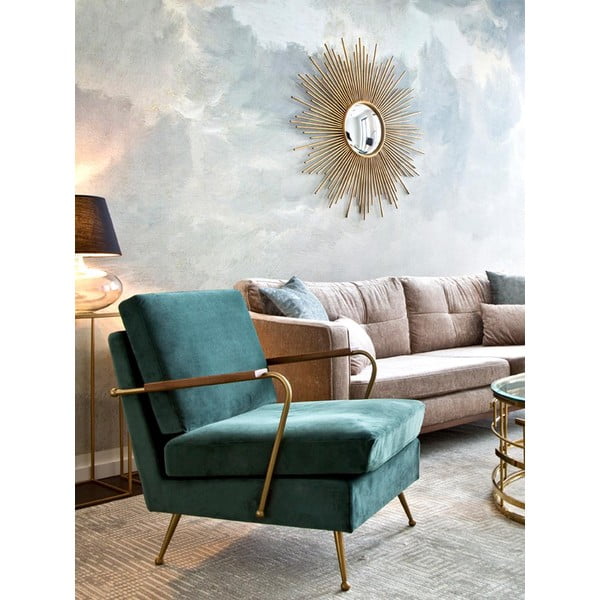 Lustro ścienne z metalową ramą w kolorze złota Westwing Collection Ella, ø 104 cm-image-1