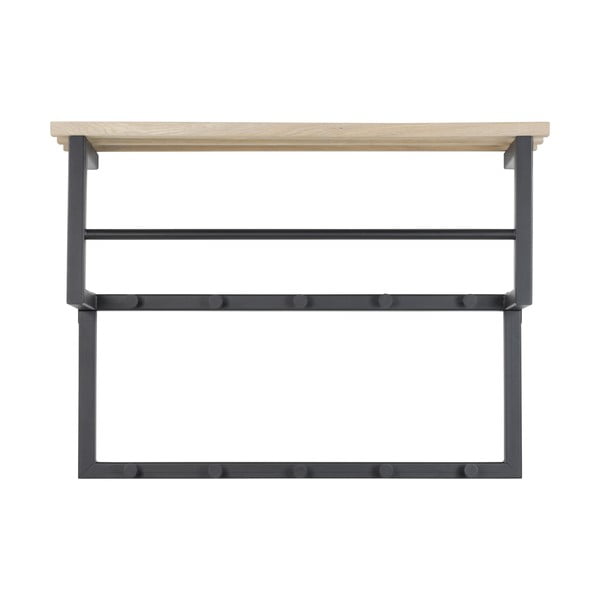Czarny/w naturalnym kolorze metalowy wieszak ścienny z półką 71 cm Rizzoli – Spinder Design-image-2
