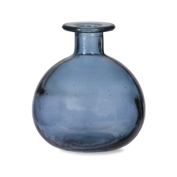 Niebieksi wazon okrągły ze szkła z recyklingu Garden Trading Blue, ø 11 cm