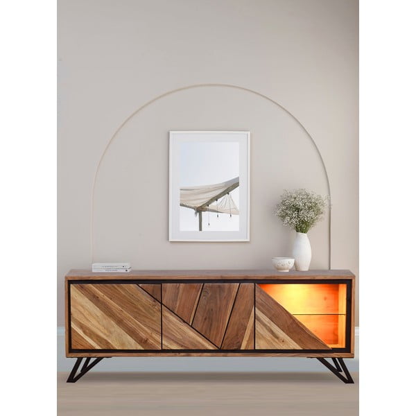 Szafka pod TV z litego drewna akacjowego 150x51x40 cm Ambala – Interia Home & Living-image-1