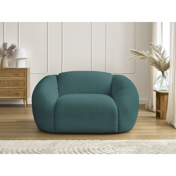 Turkusowy fotel z materiału bouclé Tina – Bobochic Paris-image-3