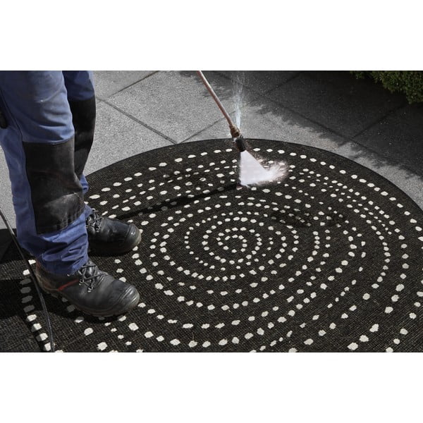 Czarny dywan odpowiedni na zewnątrz NORTHRUGS Bali, Ø 140 cm-image-1