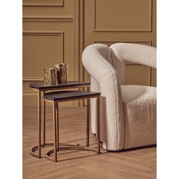 Stoliki zestaw 2 szt. z marmurowym blatem 28x45 cm Varana – Premier Housewares-image-1