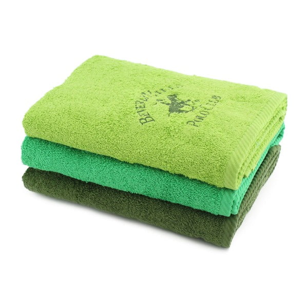 Zestaw 3 zielonych ręczników BHPC, 50x100 cm