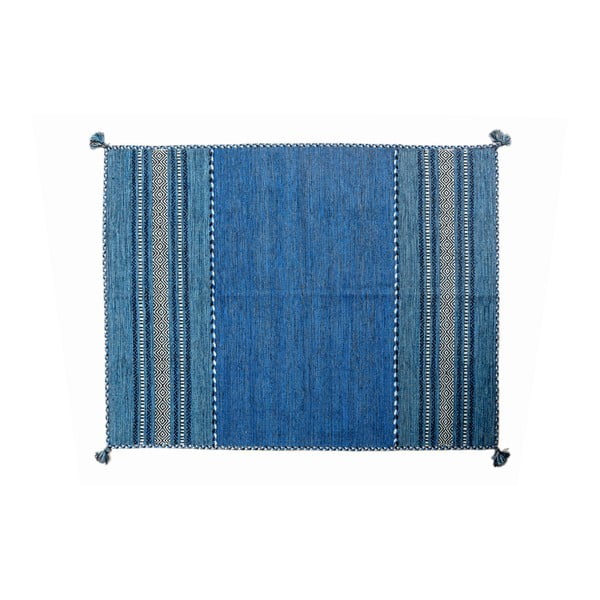 Niebieski dywan ręcznie tkany Navaei & Co Kilim Tribal 704, 200x140 cm