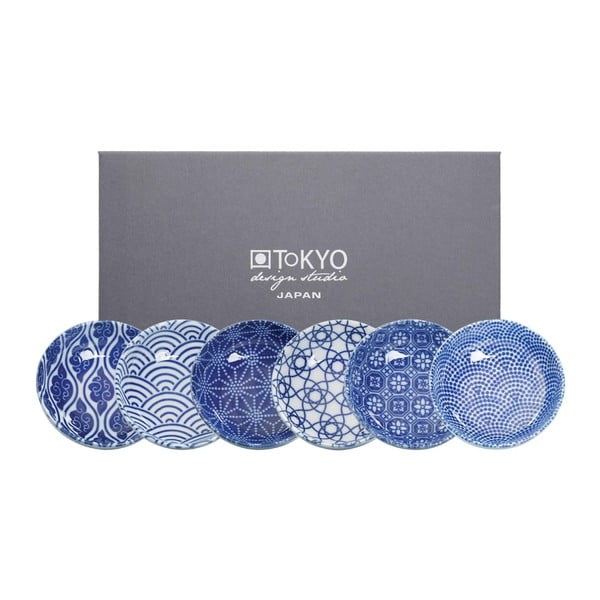 Zestaw 6 niebieskich porcelanowych misek Tokyo Design Studio, ⌀ 9,5 cm