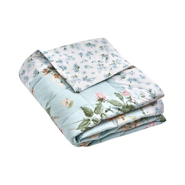 Niebieska narzuta pikowana 220x230 cm Avebury Floral – Catherine Lansfield