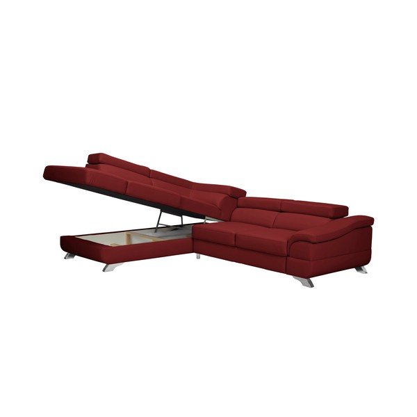 Czerwony rozkładany narożnik lewostronny z obiciem przypominającym skórę Windsor & Co Sofas Gamma-image-4