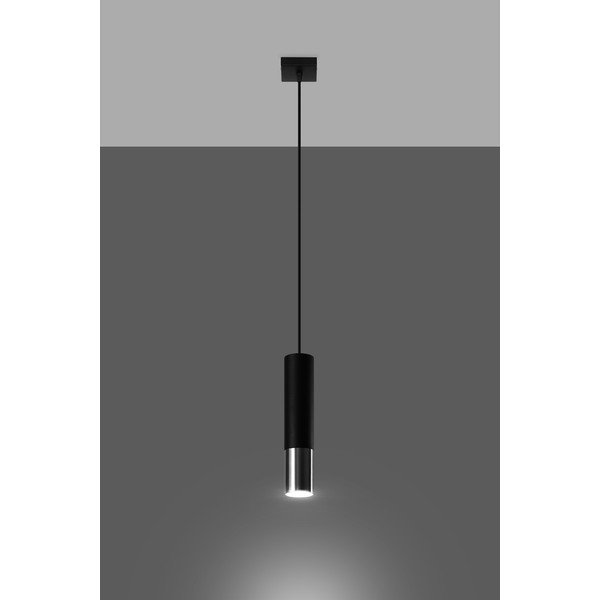 Metalowa lampa wisząca w czarno-srebrnym kolorze ø 8 cm Longbot – Sollux-image-2