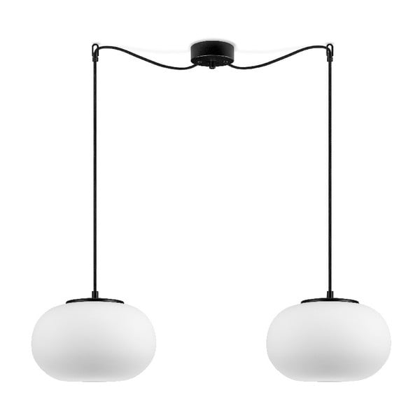 Biała podwójna lampa wisząca z czarną oprawką Sotto Luce DOSEI