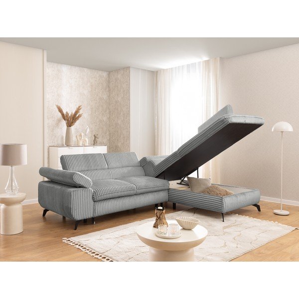 Jasnoszary sztruksowy narożnik (prawostronny/w kształcie litery L) Marbeya  – Ropez-image-4