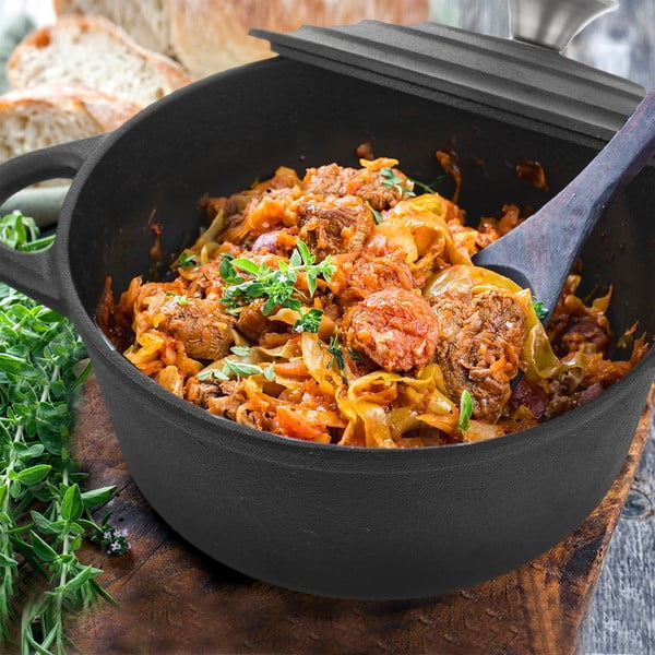 Garnek żeliwny z pokrywką odpowiedni na indukcję 4 l LITINA – Orion-image-1