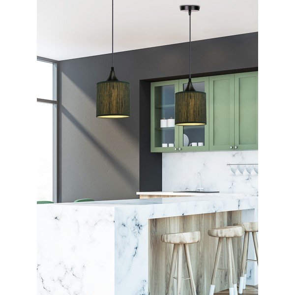 Ciemnozielona lampa wisząca z tekstylnym kloszem ø 15 cm Patti – Candellux Lighting-image-1