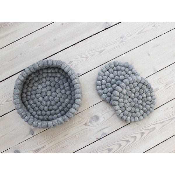 Stalowoszara kulkowa podkładka z wełny Wooldot Ball Coaster, ⌀ 20 cm-image-3
