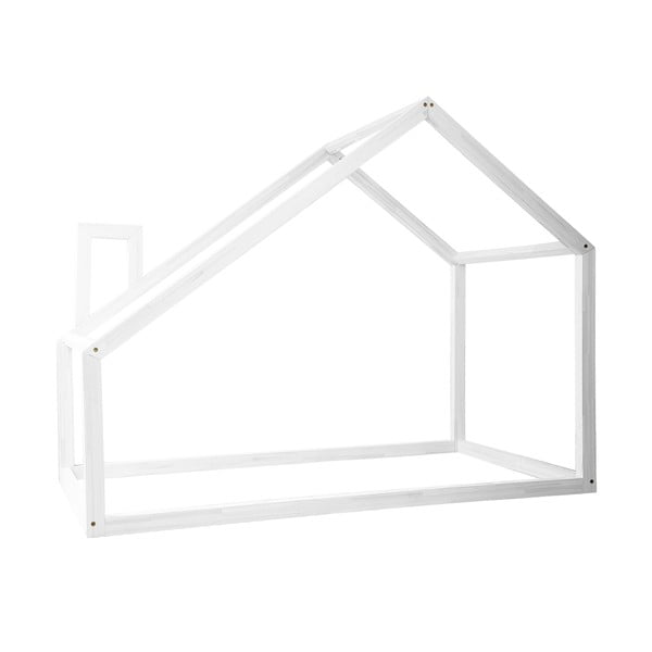 Białe łóżko jednoosobowe w kształcie domku AKI 120x200 cm