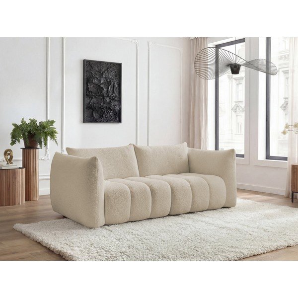 Beżowa sofa z materiału bouclé 234 cm Azra – Bobochic Paris-image-1
