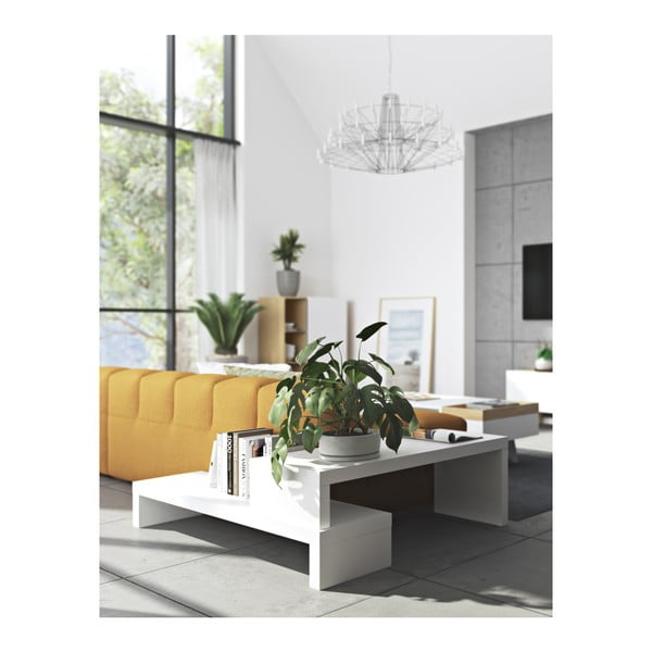 Biały stolik regulowany pod TV TemaHome Cliff Walnut-image-1