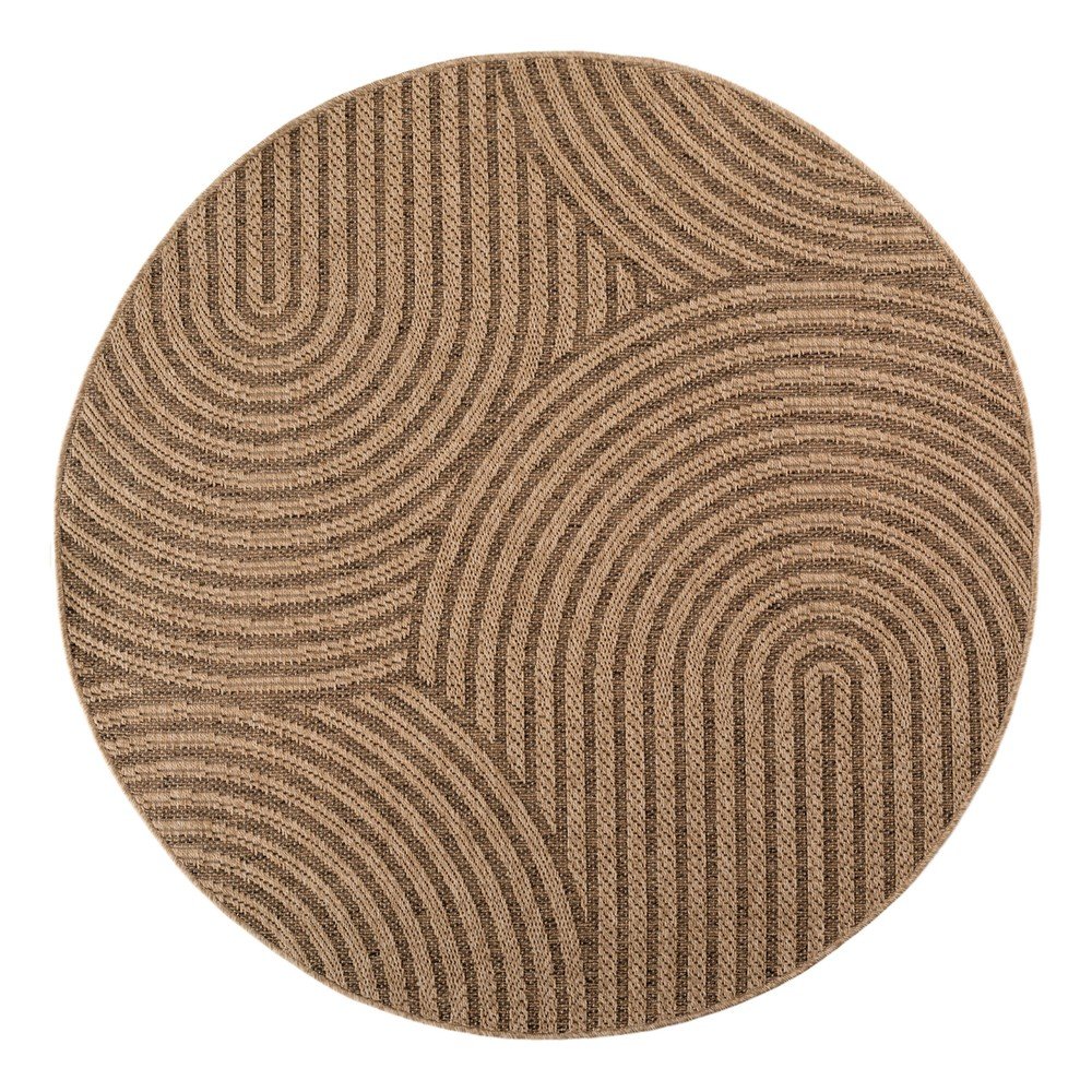 Brązowy okrągły dywan odpowiedni na zewnątrz ø 80 cm Timber 1401 – Ayyildiz Carpets