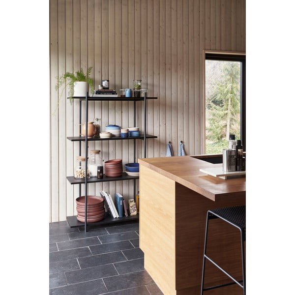 Czarny drewniany regał z 4 półkami Hübsch Norm-image-1