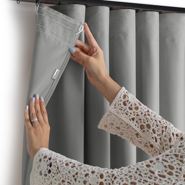 Szara aksamitna zasłona częściowo zaciemniająca (dimout) 200x300 cm Velto – Filumi-image-4