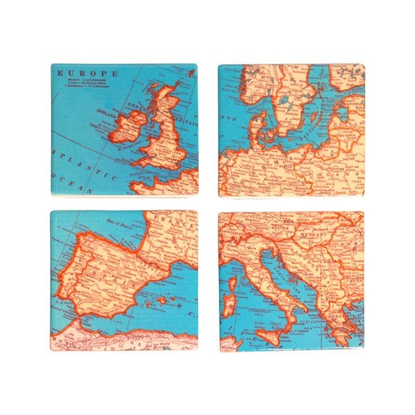 Zestaw 4 podstawek Sass & Belle Vintage Map