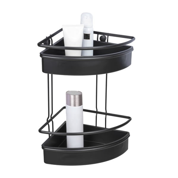 Czarna narożna półka łazienkowa Wenko Molinella, 30x22 cm-image-2