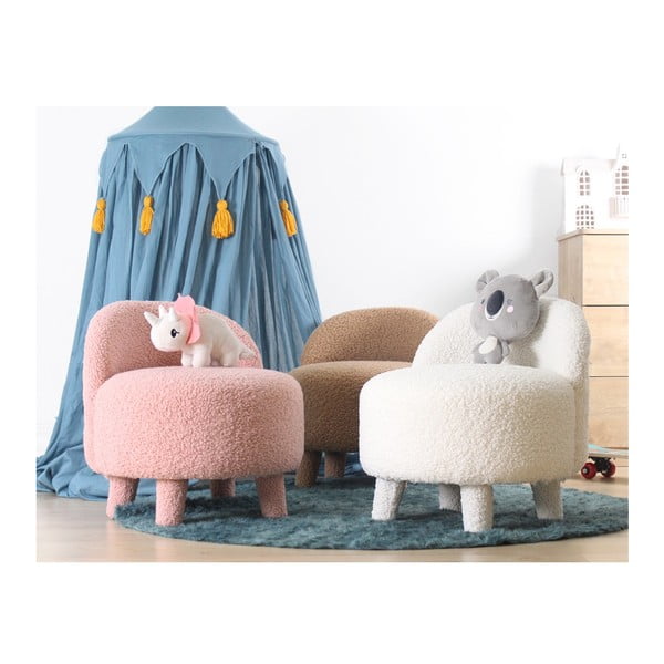 Jasnoróżowy fotel dziecięcy z materiału bouclé Moouv – Artie-image-4