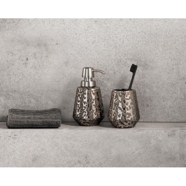 Ceramiczny kubek na szczoteczki do zębów w kolorze srebra Burgos – Wenko-image-3
