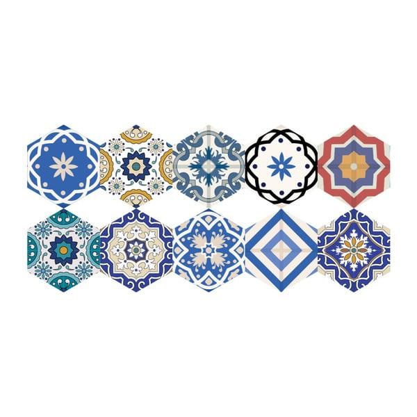 Zestaw 10 naklejek na podłogę Ambiance Floor Stickers Hexagons Salvatore, 40x90 cm