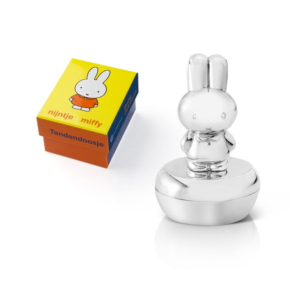 Metalowa szkatułka na pierwszy mleczny ząbek w kolorze srebra z połyskiem ø 4x6 cm Miffy – Zilverstad-image-1