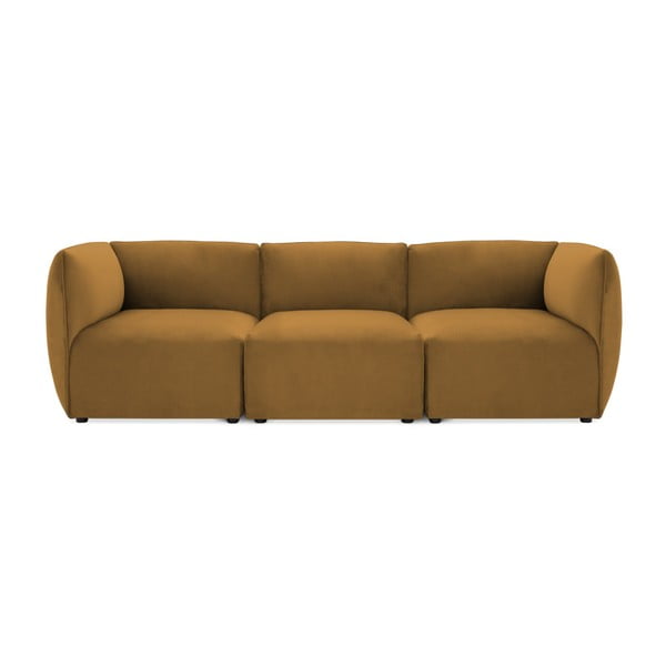 Musztardowa 3-osobowa sofa modułowa Vivonita Velvet Cube