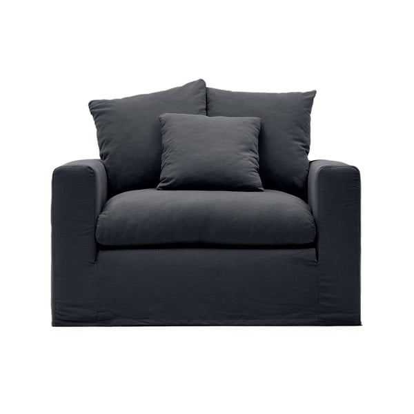 Antracytowy lniany fotel Nora – Kave Home-image-2