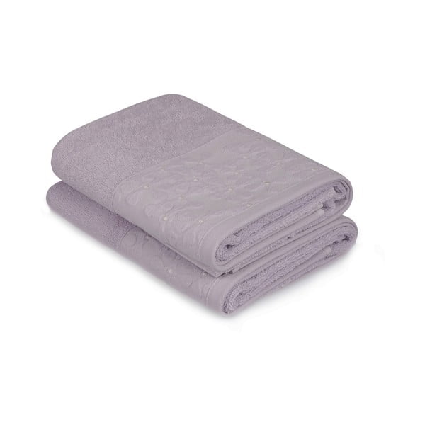 Zestaw 2 fioletowych ręczników do rąk Barbara