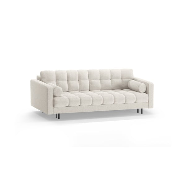 Kremowa rozkładana sofa ze schowkiem z materiału bouclé 222 cm Bali – Cosmopolitan Design-image-3