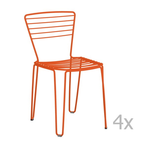 Zestaw 4 pomarańczowych krzeseł ogrodowych Isimar Menorca