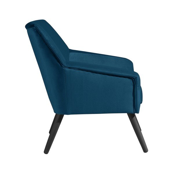 Niebieski aksamitny fotel z czarnymi nogami Max Winzer Alegro-image-3