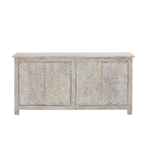 Kremowa niska komoda z litego drewna mango 61x40 cm Kalhana – Støraa