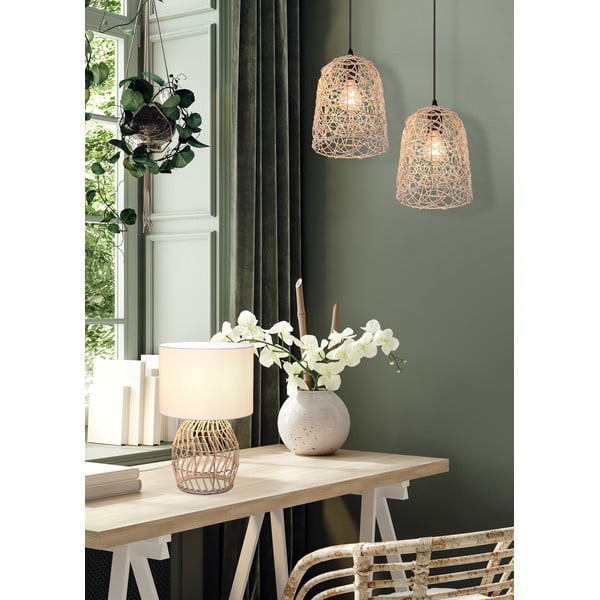 Biało-naturalna lampa stołowa (wys. 38 cm) Rike – Trio-image-2