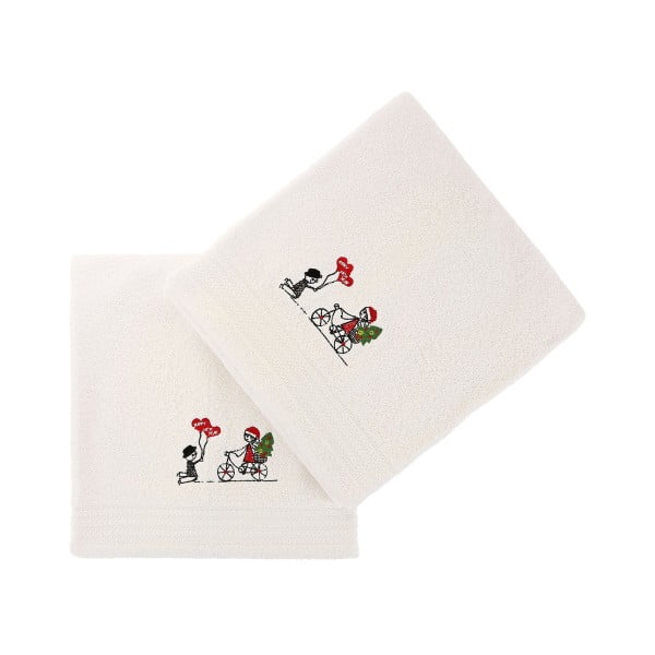 Komplet 2 białych bawełnianych ręczników Bisiklet White, 70x140 cm