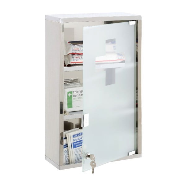 Plastikowa wisząca szafka na leki w kolorze srebra 30x51 cm – Premier Housewares-image-1