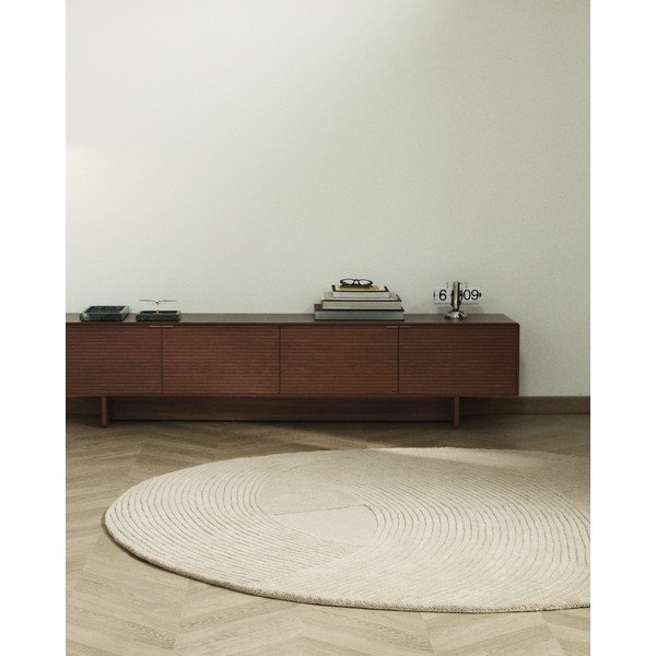 Kremowy wełniany okrągły dywan tkany ręcznie ø 200 cm Domm – Kave Home-image-1