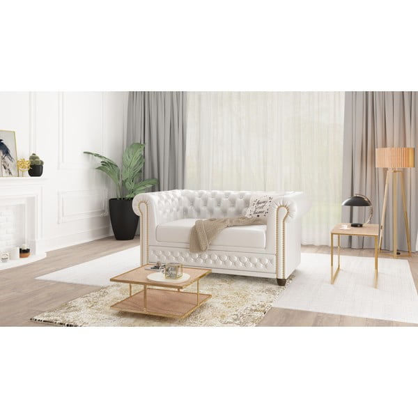 Biała sofa z imitacji skóry 148 cm York – Ropez-image-3