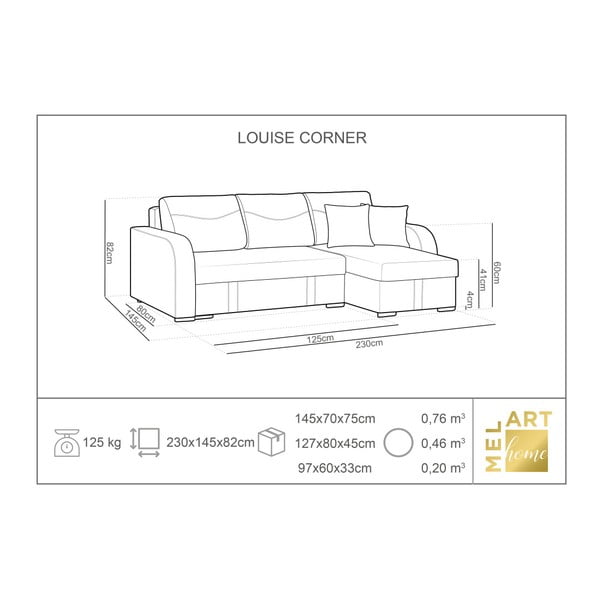 Beżowy narożnik rozkładany ze schowkiem Melart Louise, lewostronny-image-2