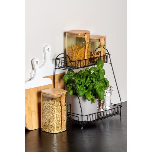 Czarny metalowy regał kuchenny z 2 półkami PT LIVING Tidy-image-1
