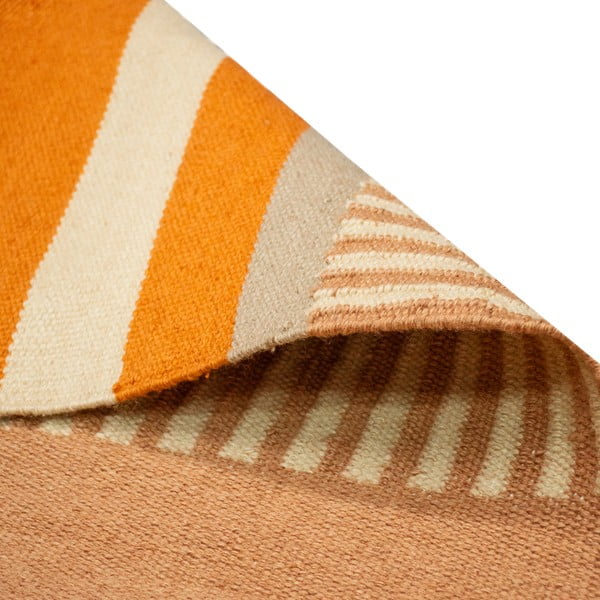 Beżowo-poramańczowy dwustronny zewnętrzny dywan z tworzywa z recyklingu Green Decore Bella, 80x180 cm-image-4