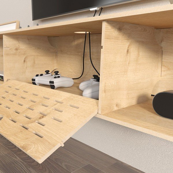 Szafka pod TV w dekorze dębu 116,5x19,5 cm Sima – Kalune Design-image-3